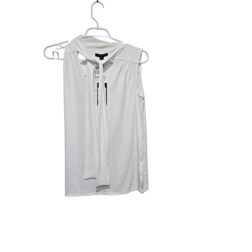 Tommy Hilfiger Ivory Tie Neck Sleeveless Blouse NWT Small